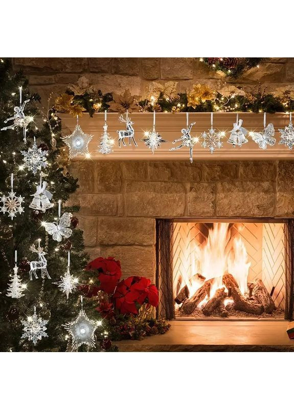 Елегантна прикраса на ялинку Метелик 10х11 см Прозора No Brand (370161644)