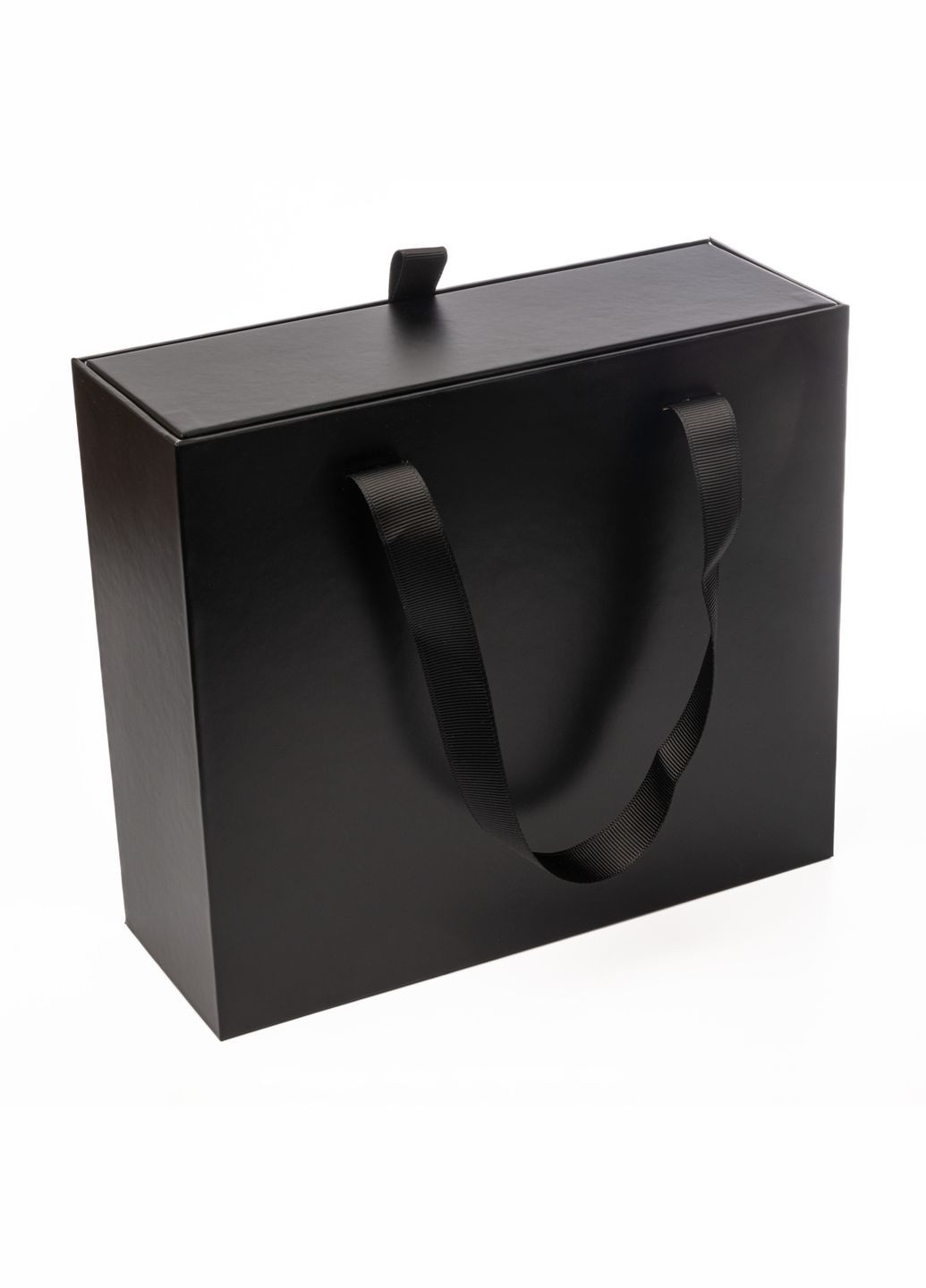 Подарункова коробка Primo Black 23 х 20 х 8,5 см з ручками, Чорна Pacco (296719658)