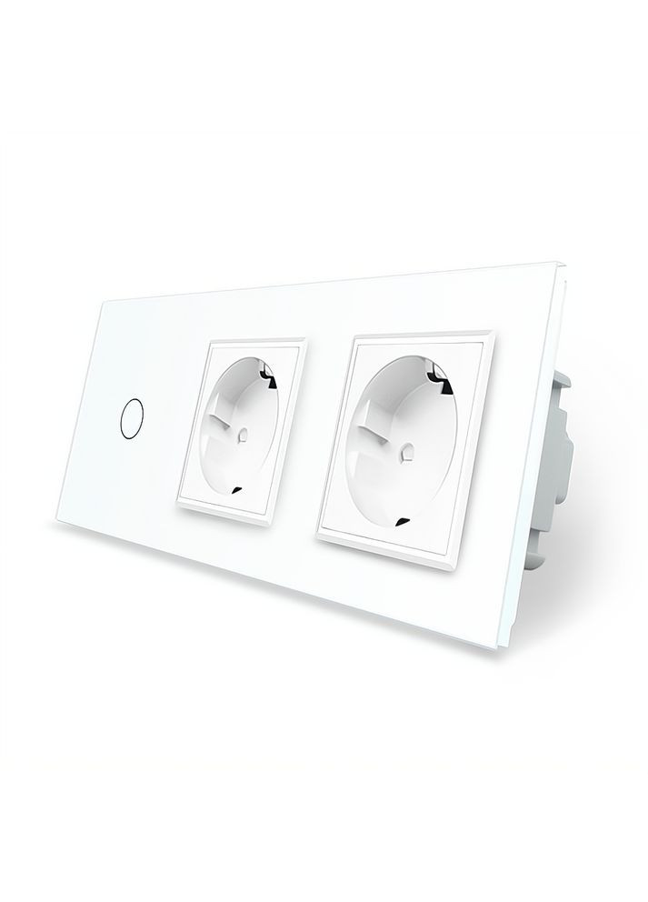 Бесконтактный выключатель 1 сенсор 2 розетки стекло (VL-C701/C7C2EU-PRO-11) Livolo (370984921)