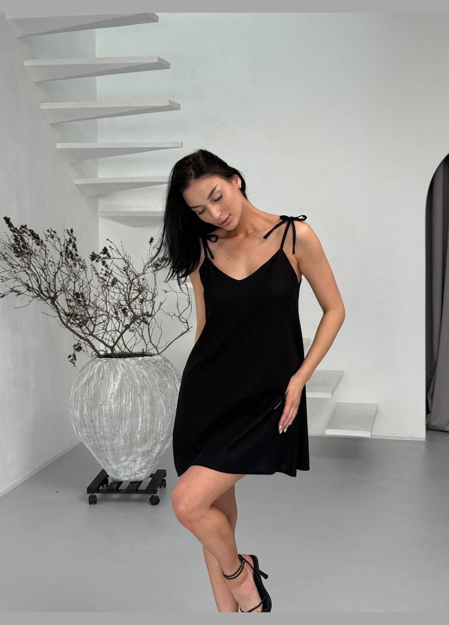 Чорна повсякденний, кежуал жіноча чорна сукня No Brand однотонна