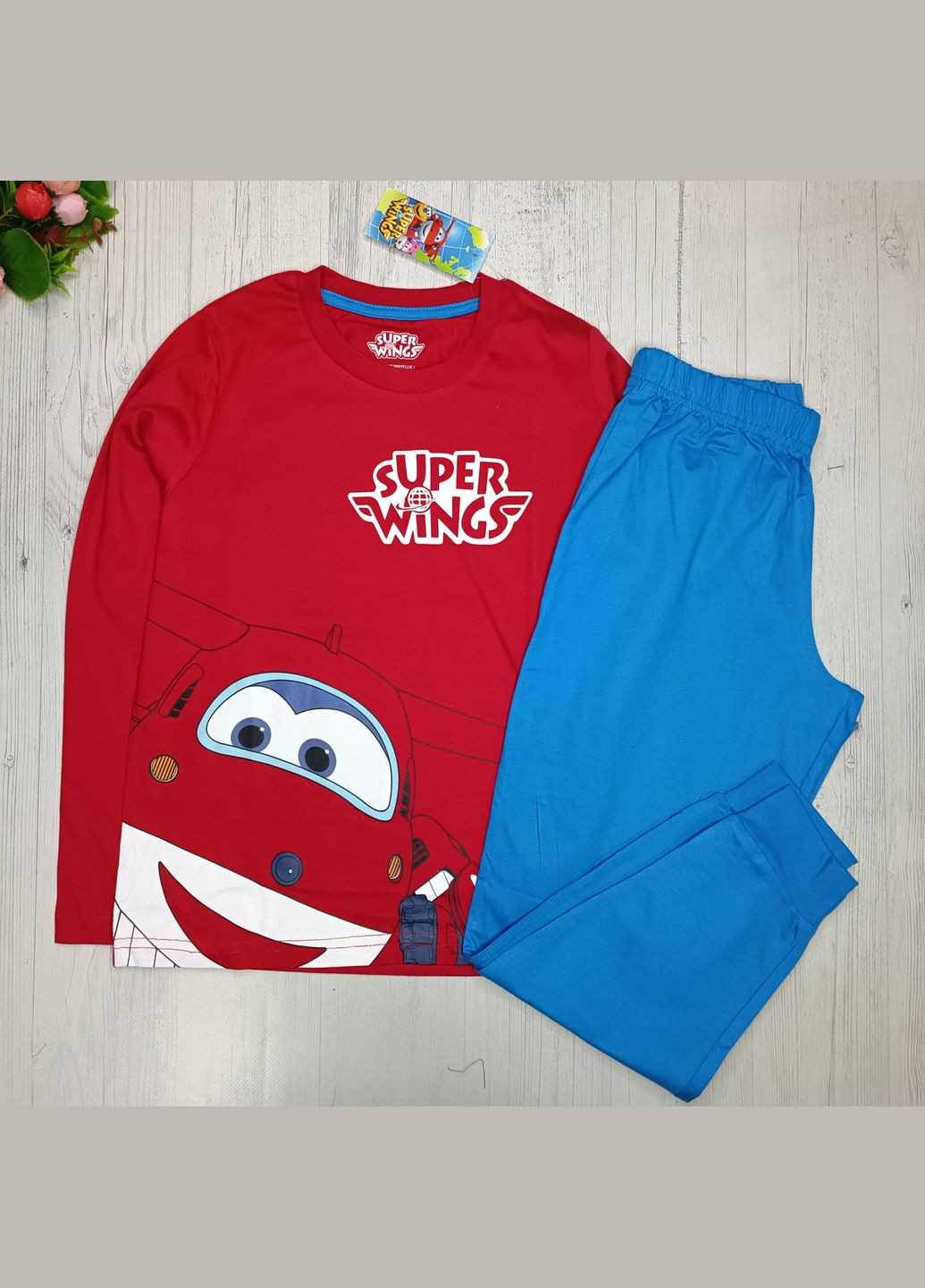 Красная всесезон пижама для мальчика лонгслив + брюки Pepperts