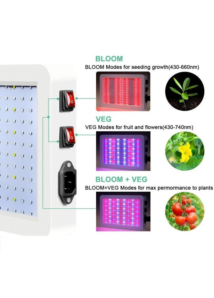 Фітолампа для рослин 2000 Вт Білий 3 режими світіння 312 світлодіодів (FL312S) IR (329444273)