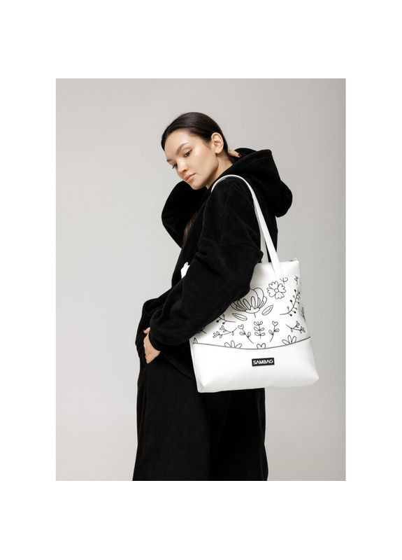 Сумка Shoper NOVA біла з принтом "Bloom" Sambag (329692817)