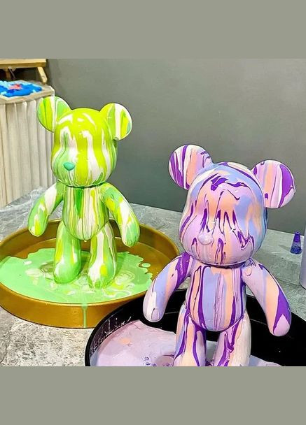 Дитячий набір для творчості з фарбами Fluid Bear Флюїдний Ведмедик DIY Bearbrick 23 см (2104618542) No Brand (331605205)