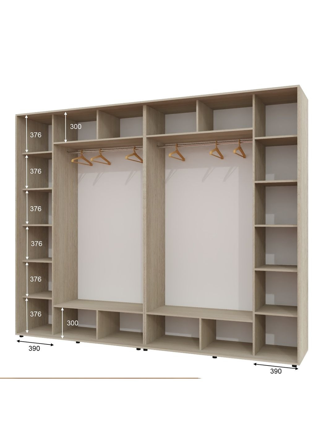 Шкаф-купе четырехдверный 300*60*240 см Дуб Шамони светлый 4 двери ДСП ШК-02 Алекса (360477220)