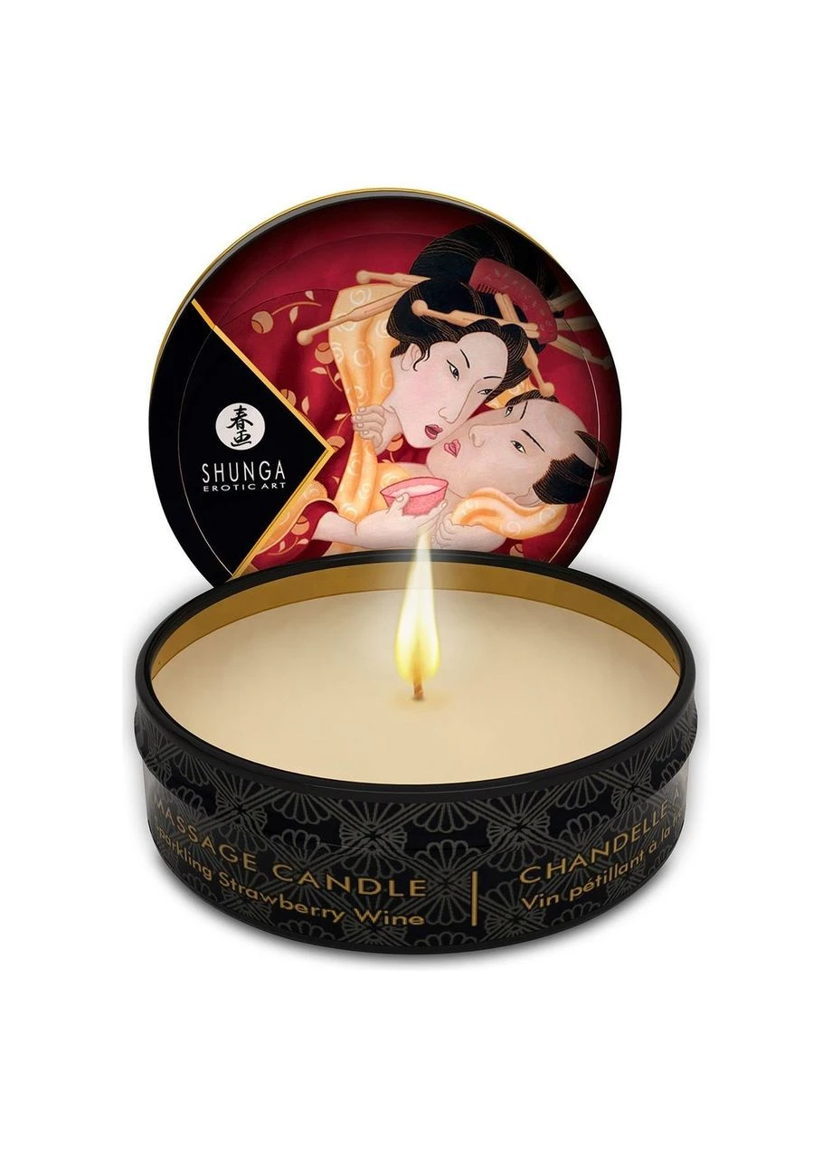 Масажна свічка Mini Massage Candle – Sparkling Strawberry Wine (30 мл) з афродизіаками Shunga (315015489)