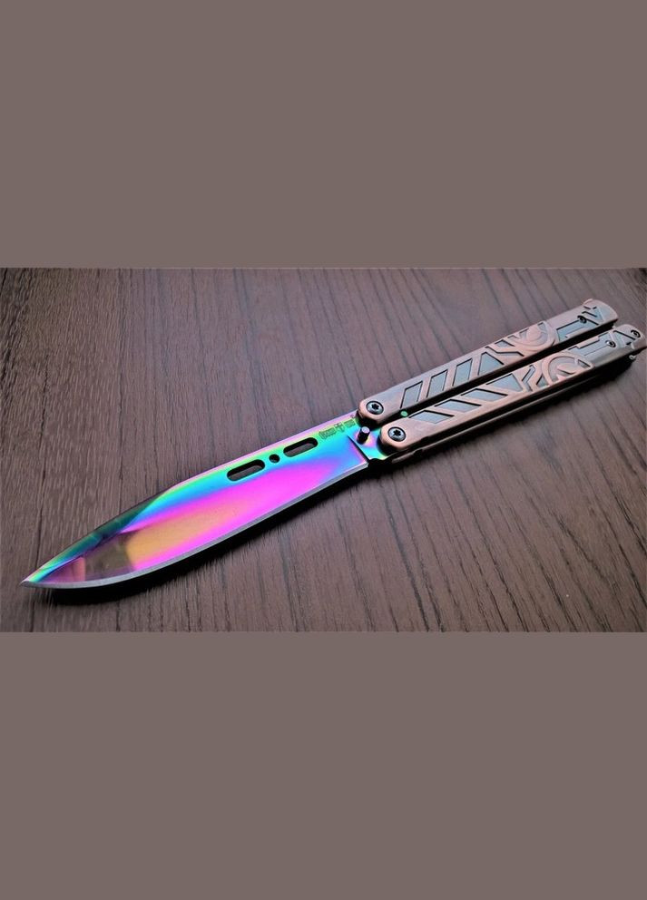 Ніж балисонг метелик 05-D c оригінальним орнаментом на ручці, сталь 440C No Brand (370770582)