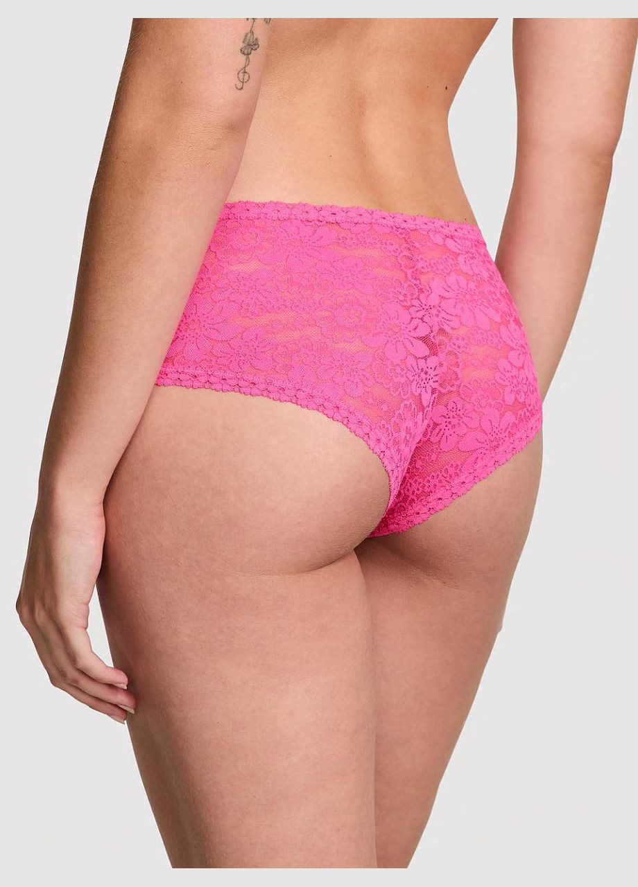 Трусики-чіки жіночі мереживні PINK Wink Strappy Cheeky Panty рожеві Victoria's Secret (328904335)