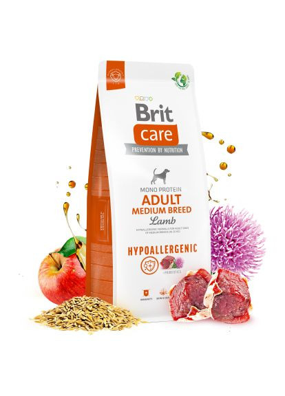 Сухий корм для собак Dog Hypoallergenic Adult Medium Breed гіпоалергенний з ягням 1 кг (8595602559039) Brit Care Dog Hypoallergenic Adult Medium Breed гіпоалергенн (369879574)