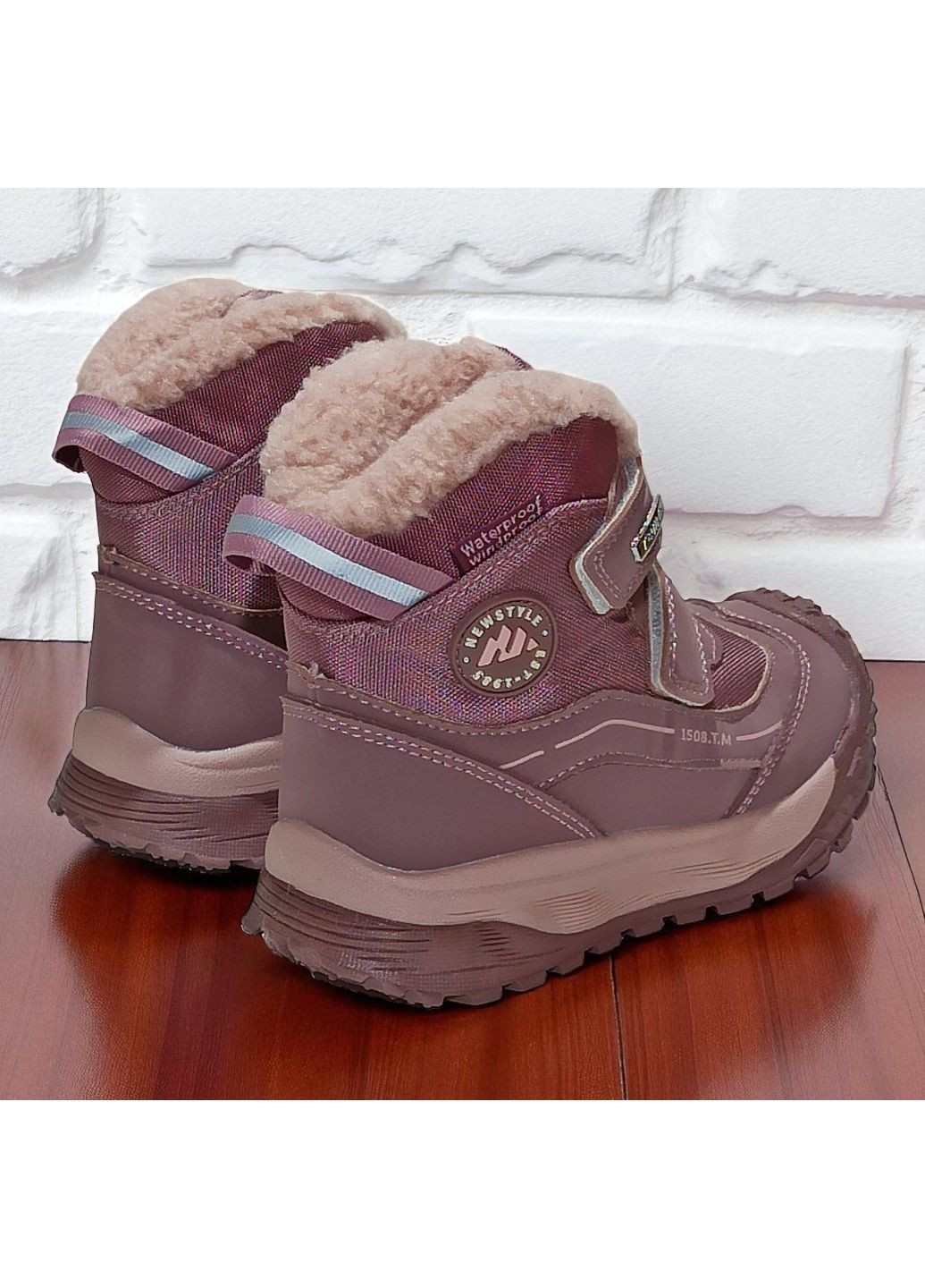 Розовые спортивные, повседневные, кэжуал зимние зимние ботинки для девочки дутики утепленные термоботинки на овчине липучках Tom.M