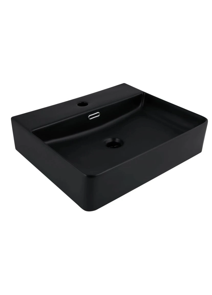 Раковина подвесная Nando LT 500х420х130 Matt Black без донного клапана QT12116146AMB Qtap SD00052920 (380874786)