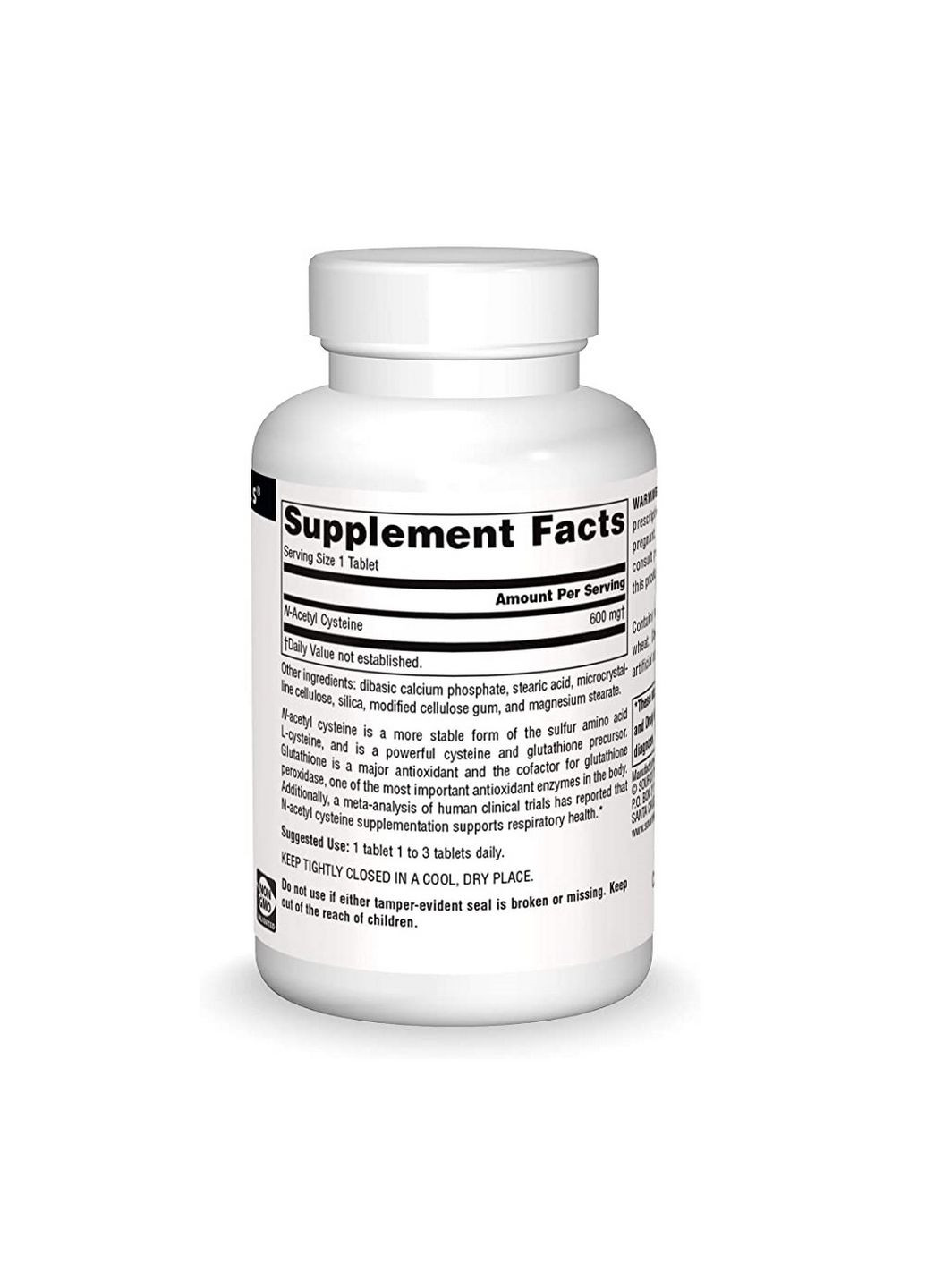 Амінокислота N-Аcetyl Cysteine 600 mg, 60 таблеток Source Naturals (294929195)