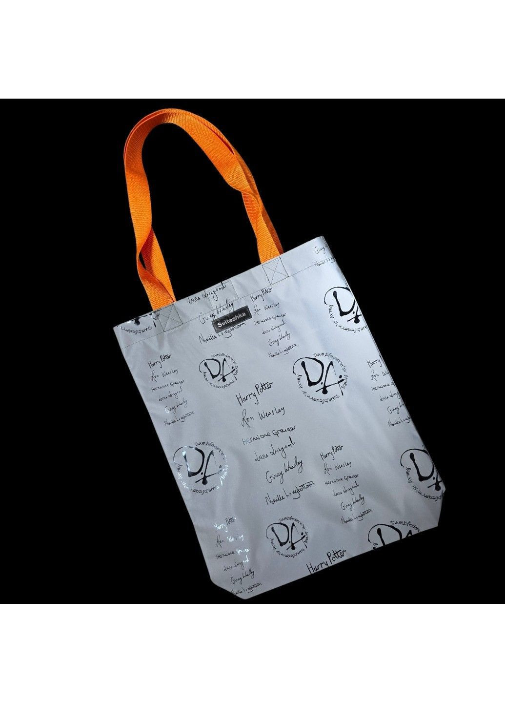 Світловідбиваюча сумка-шопер помаранчеві ручки Рефлективна сумка Svitashka (364203342)