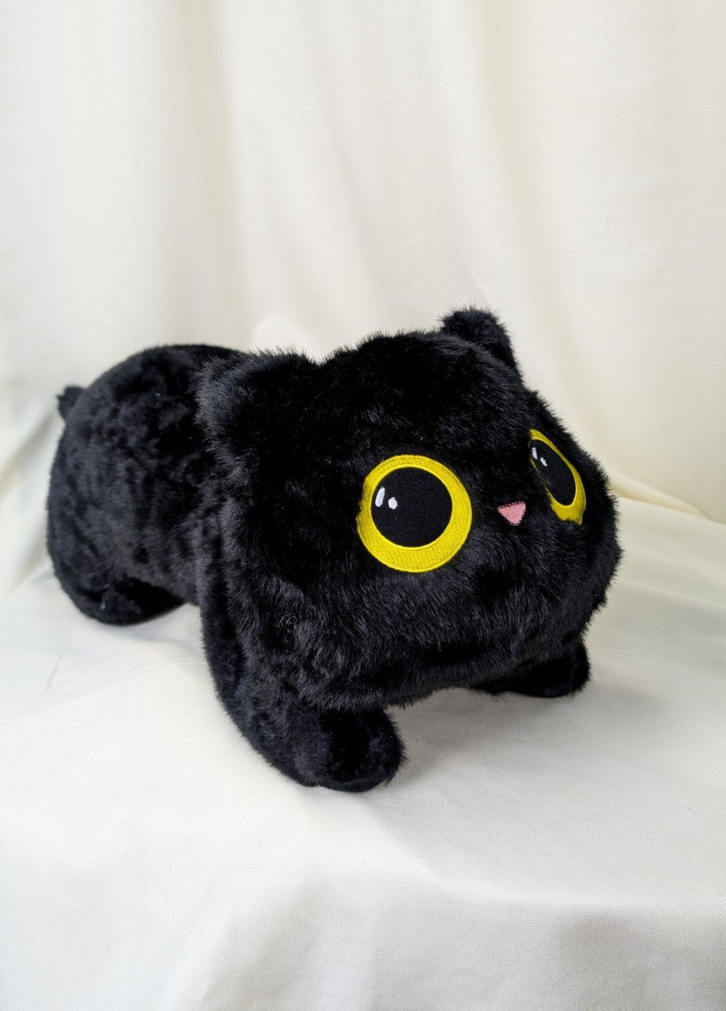 М’яка іграшка котик 65 см подушка обіймашка чорний плюшева Lalapka (366571295)