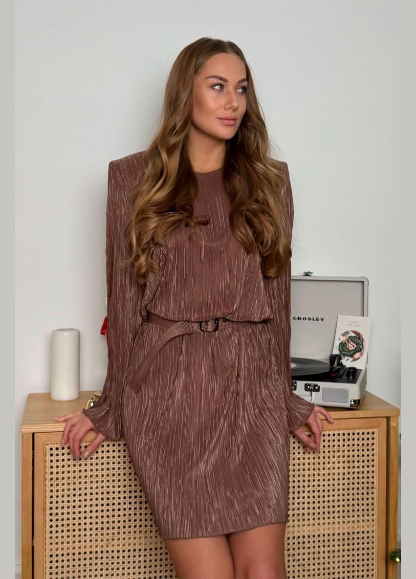 Кавова святковий, коктейльна, вечірня сукня туніка No Brand