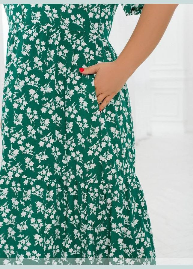 Бирюзовое платье женское леди совершенство миди sf-248 бирюзовый, 54-56 Sofia с абстрактным узором