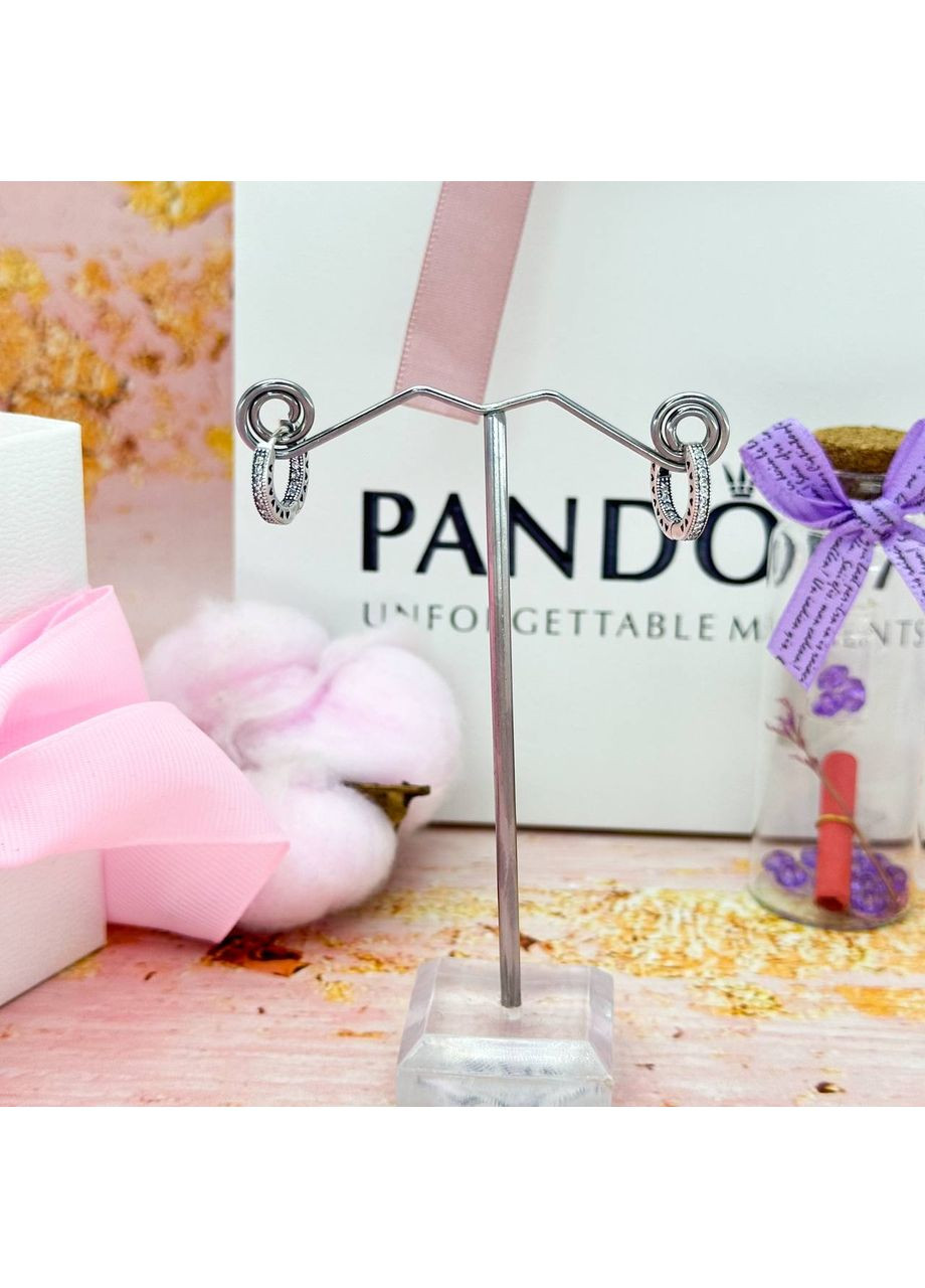 Серебряные серьги "Пандора" серьги "Сердца Пандора" 296317CZ "Сердца" Kabluchka (355346908)