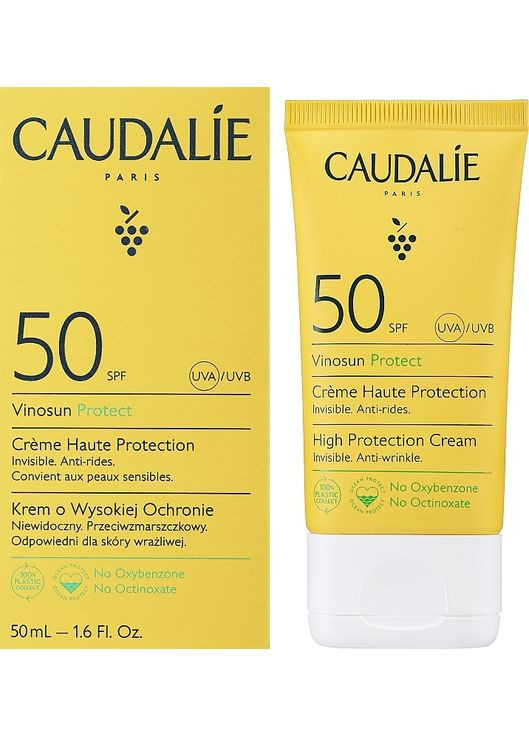 Сонцезахисний крем SPF50 Vinosun High Protection Cream SPF50 50ml (1201000-137515) Caudalie (368605472)