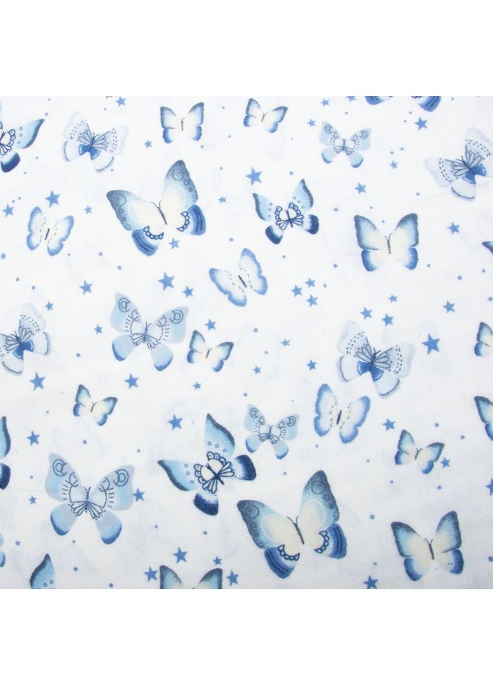 Тканина фланель бавовна 240 см 170 г/м2, м'яка тканина для постільної білизни, пелюшок 11.23616/22 Метелики синя IDEIA (373004814)