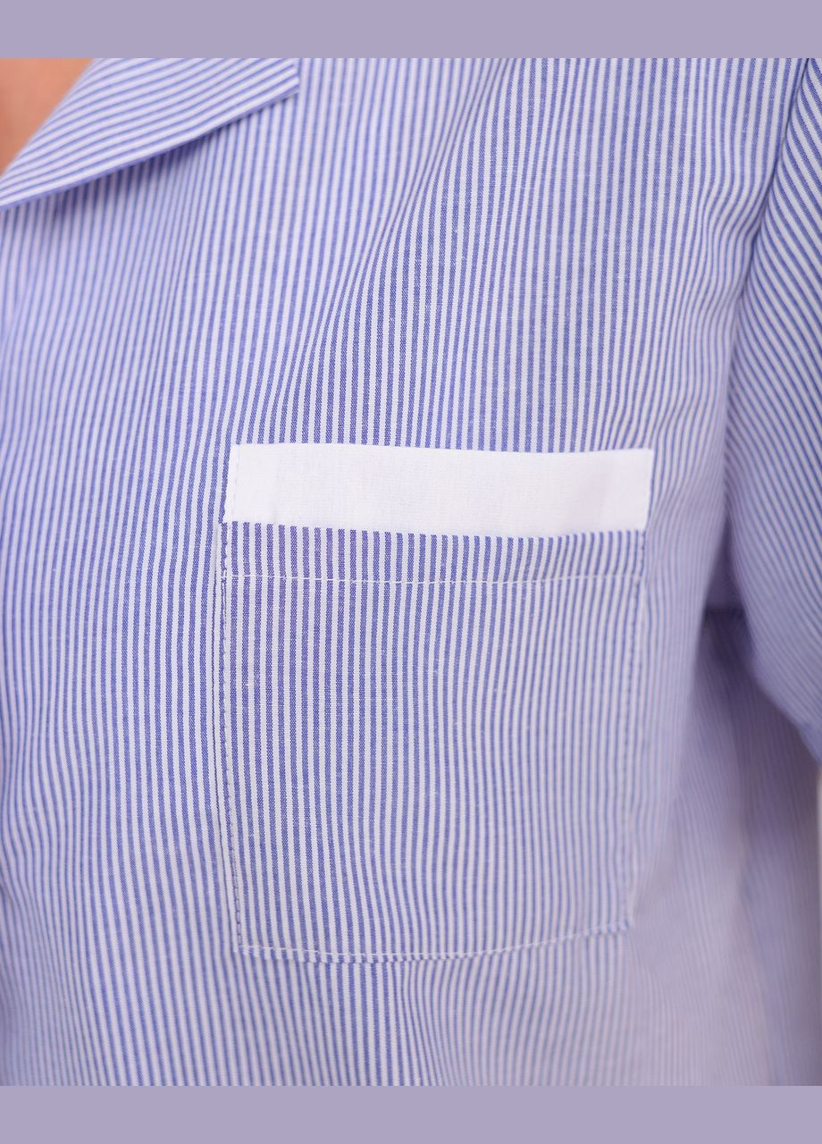 Синя всесезон піжама жіноча бавовняна сорочка і шорти синя смужка Maybel