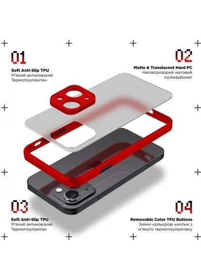 Панель Frosted Matte для Xiaomi Redmi 12C/11A/Poco C55 Red ArmorStandart (386062452)