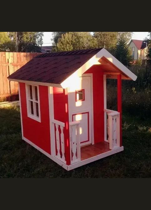 Дитячий ігровий будиночок з дерева 1,8х1,2м. (2х1.4м.) з терасою No Brand (325478907)