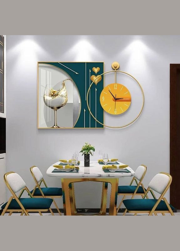 Бесшумные металлические настенные часы для гостиной, спальни, кабинета, офиса ART Золото 60см No Brand (306554630)