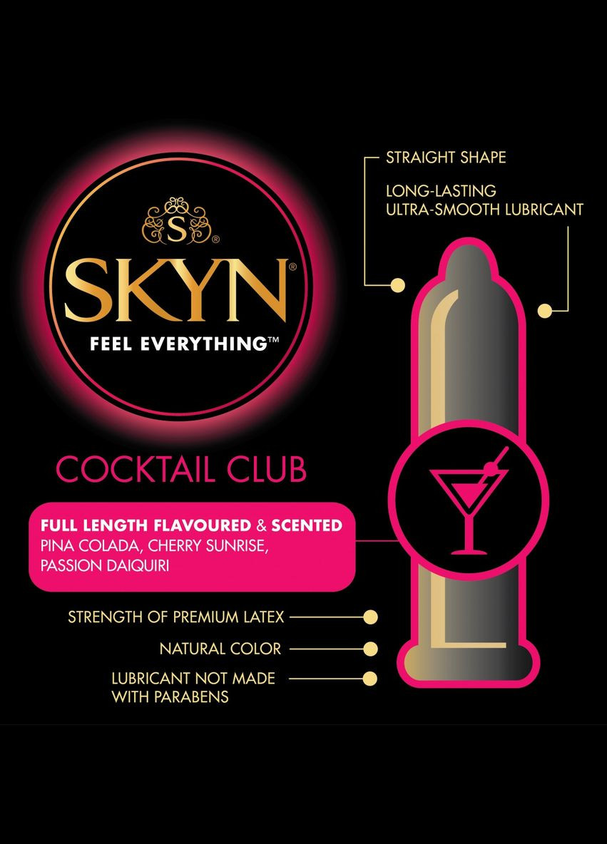 Презервативы Cocktail Club 3 шт безлатексные для орального секса вкусовые SKYN (303908114)