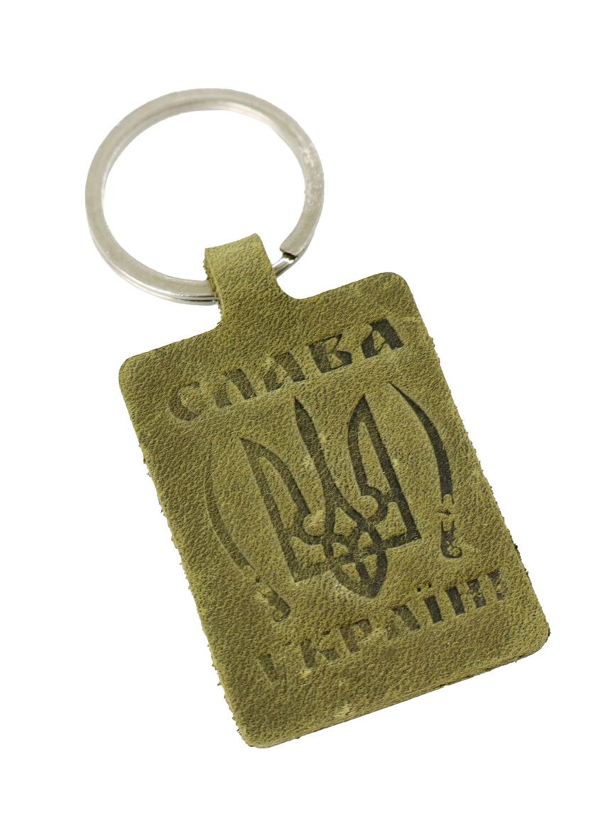 Брелок кожа с тиснением Герб СЛАВА УКРАИНЕ хаки 4PROFI (361259436)