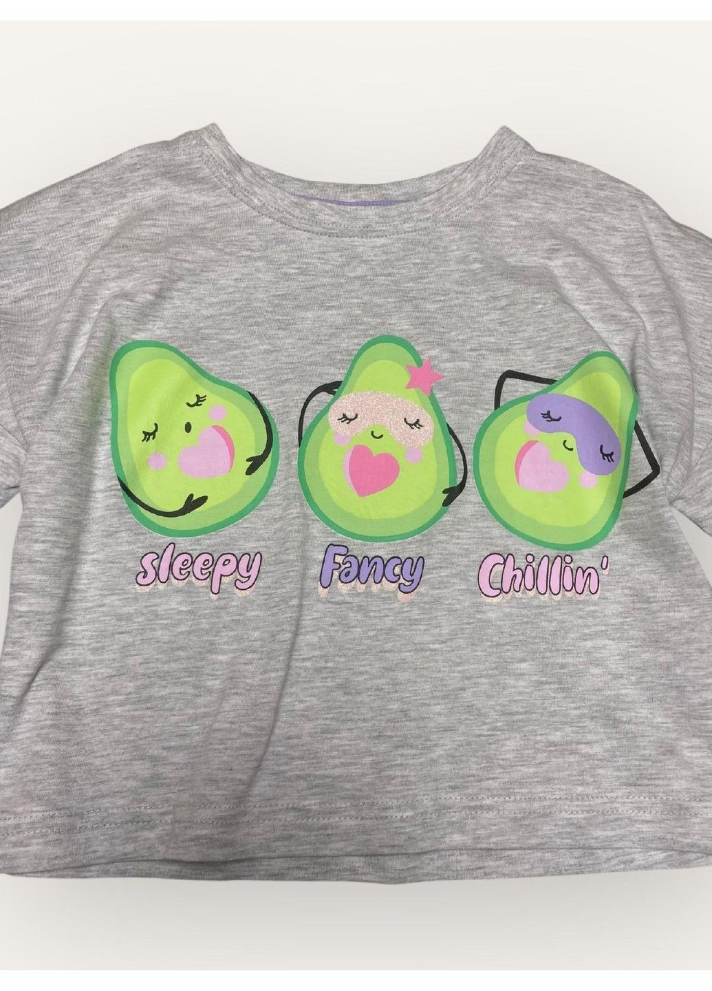 Біла футболка набір 2 шт дитяча на дівчинку аплікація авокадо,, біла, сіра Primark