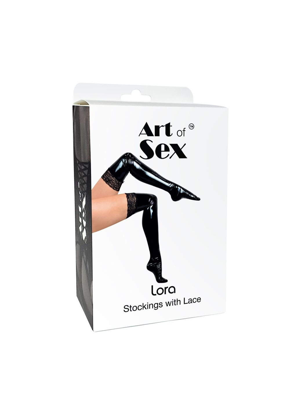 Сексуальные виниловые чулки - Lora с кружевом, размер, цвет черный - CherryLove Art of Sex (282959158)
