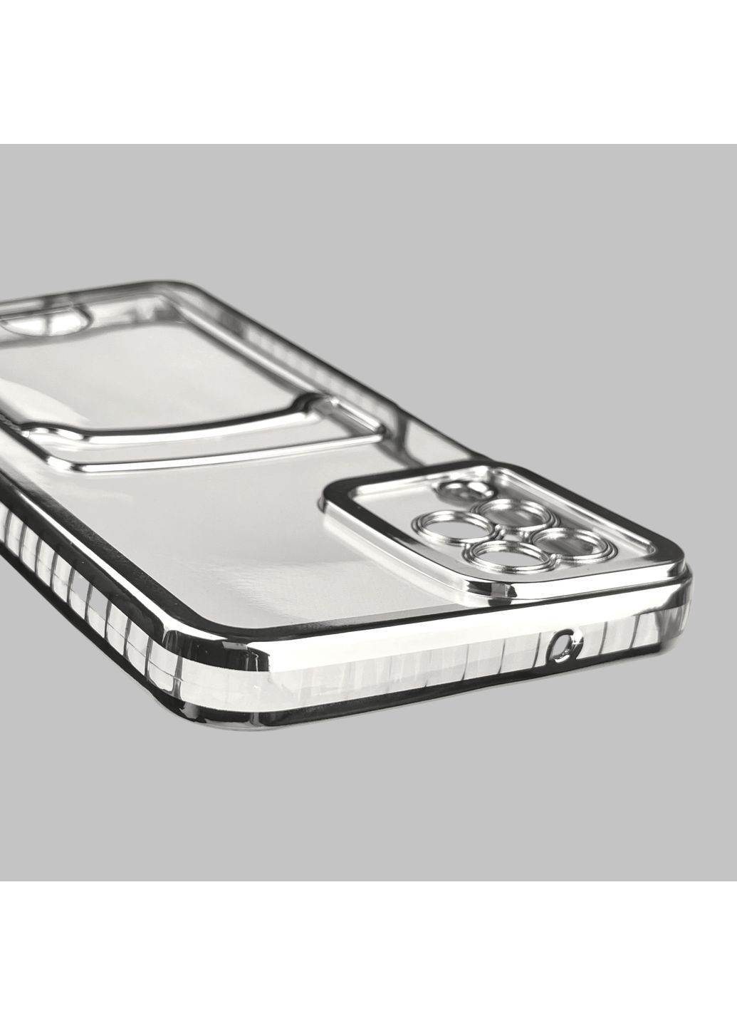 Чехол для Galaxy A12 (SM-A127F) с серебряной окантовкой с карманом для карт на самсунг а12 серебряный Samsung (366022924)