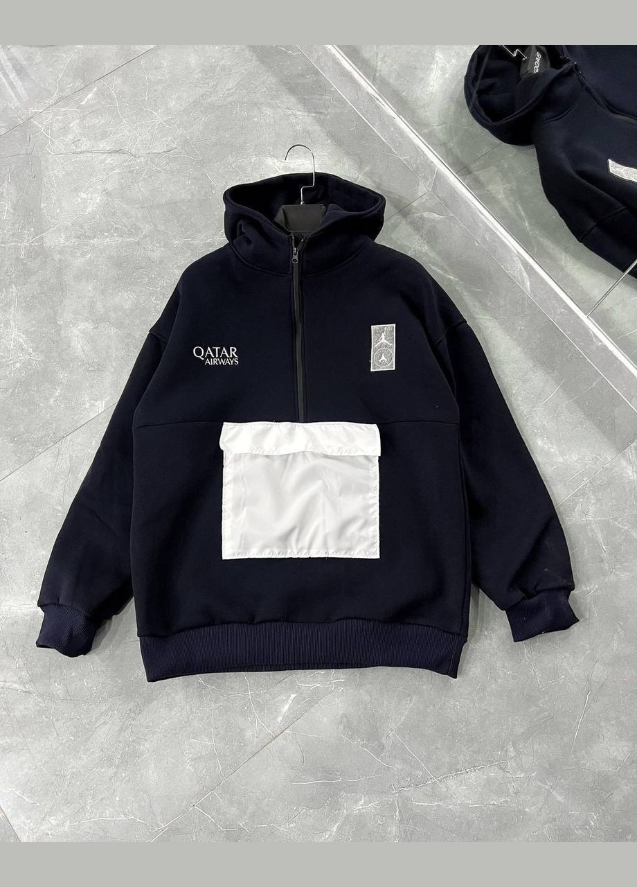 Стильная мужская кофта на флисе оверсайз синяя No Brand (316513891)