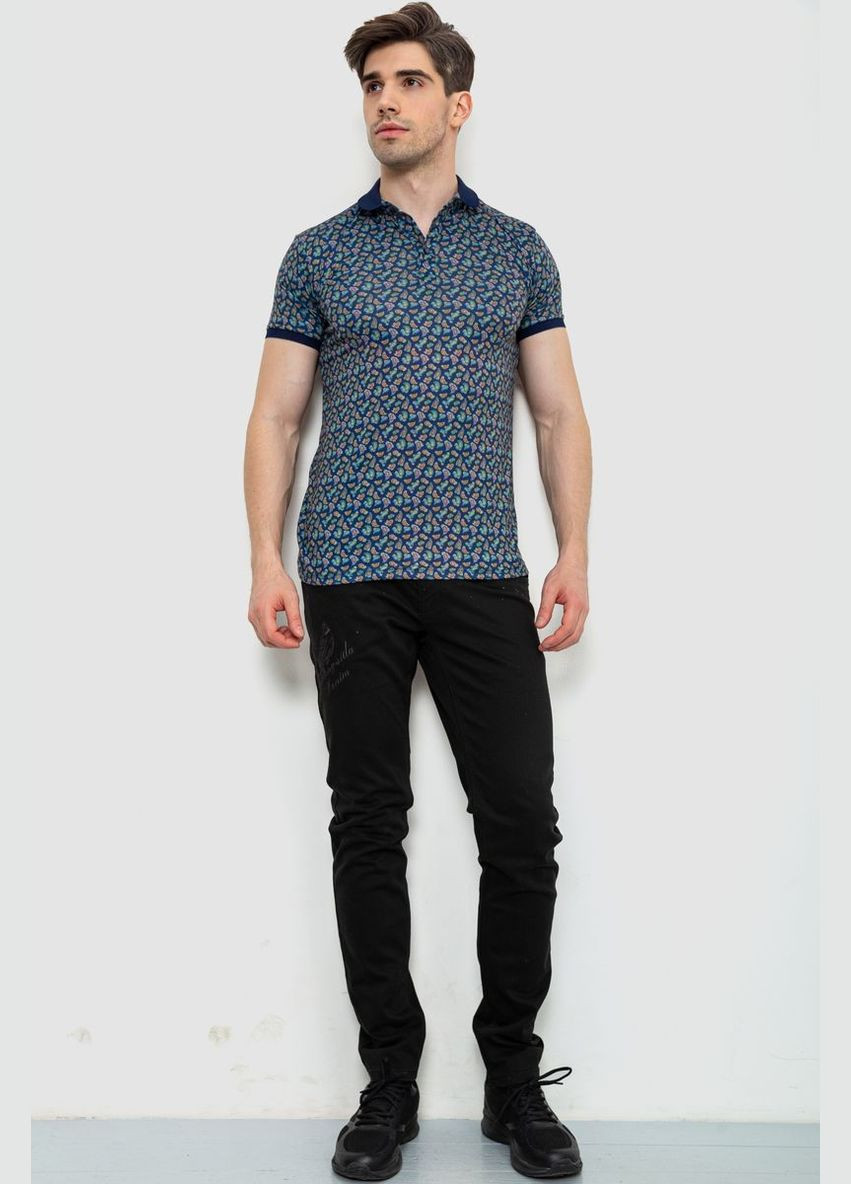 Темно-синя поло чоловіче рисунок 214r7003 з коротким рукавом Ager