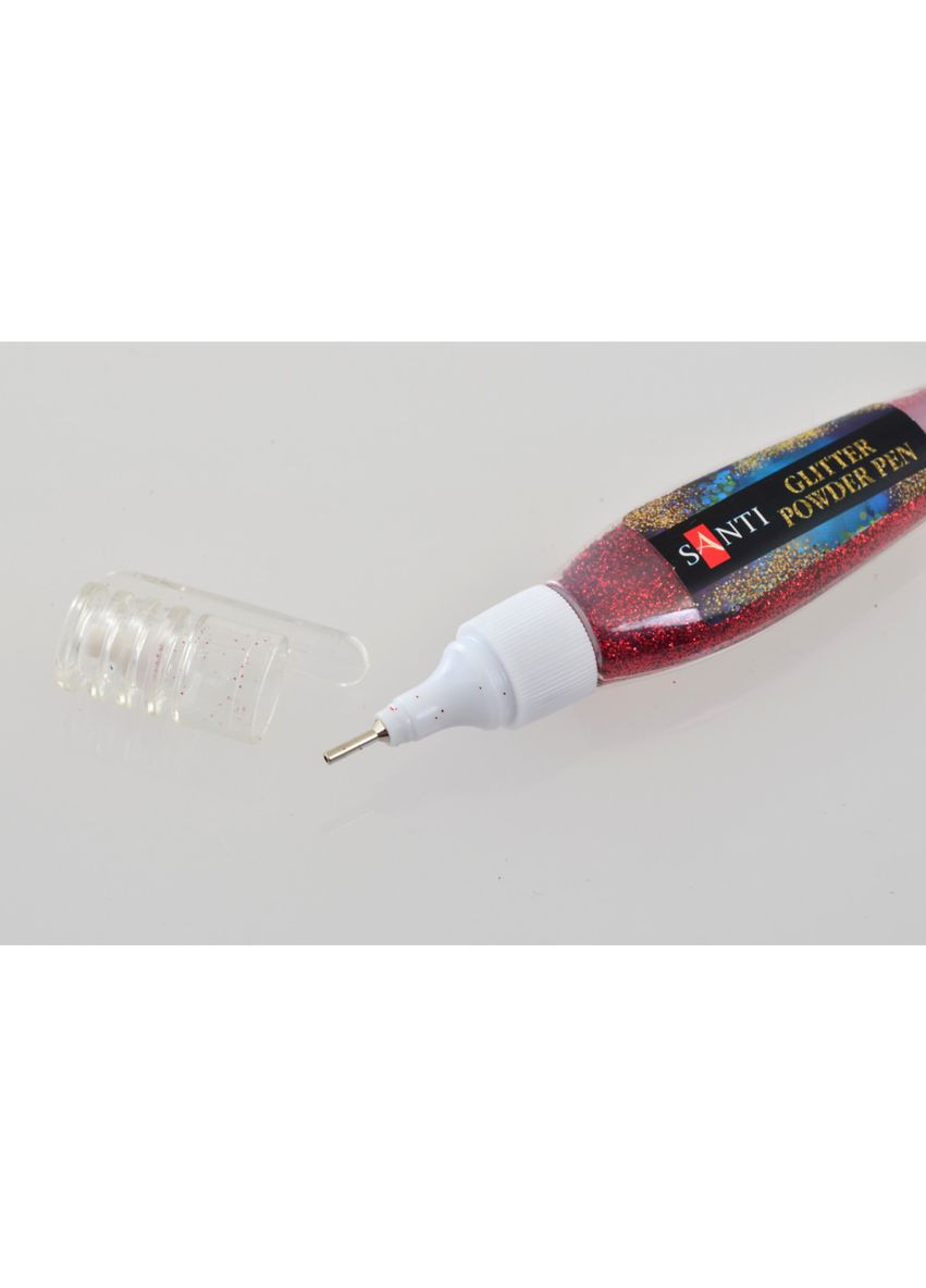 Ручка з розсипним гліттером 411750 10 г червона Santi (364771565)