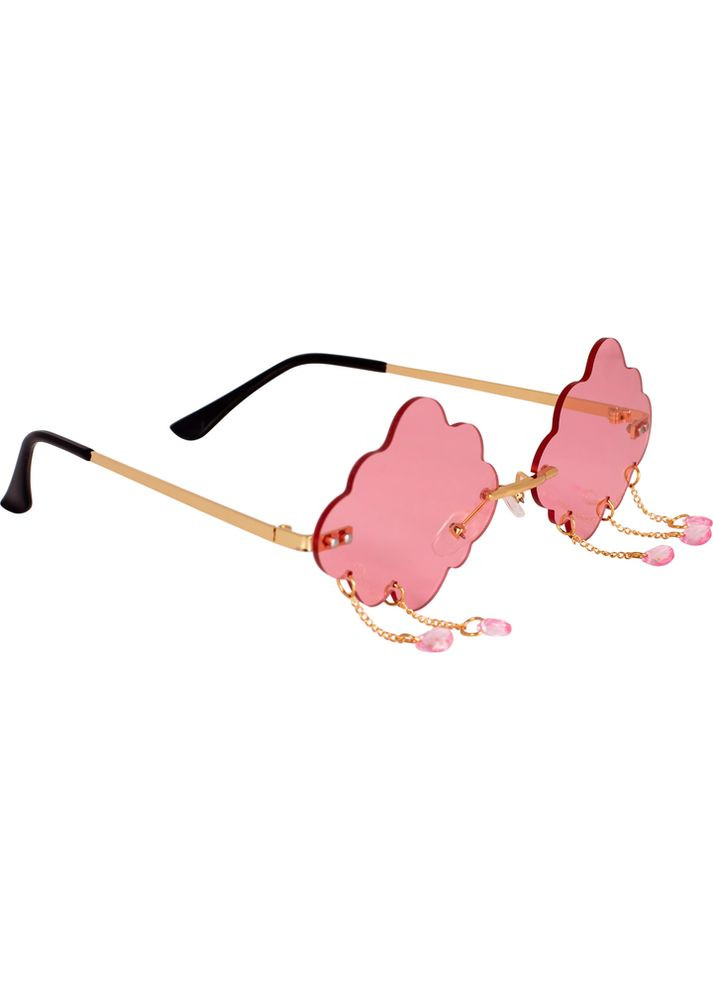 Сонцезахисні окуляри дитячі без оправи "Хмара" зі стразами на ланцюжку, рожеві Fashion (T22576) Lukky (332944795)