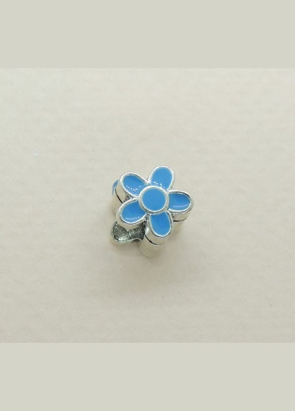 Шарм на браслет серебристый кулон шарм Бусинка синий цветок Fashion Jewelry (285110642)