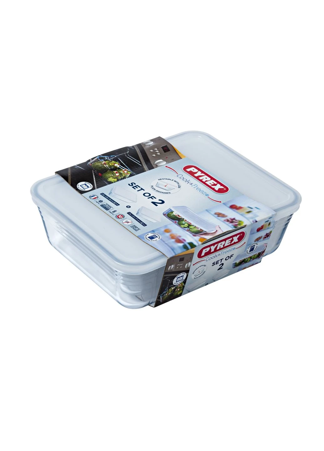 Набір форм жаростійке скло 22х17х6 25х20х8 см прямокутні Pyrex (386709241)