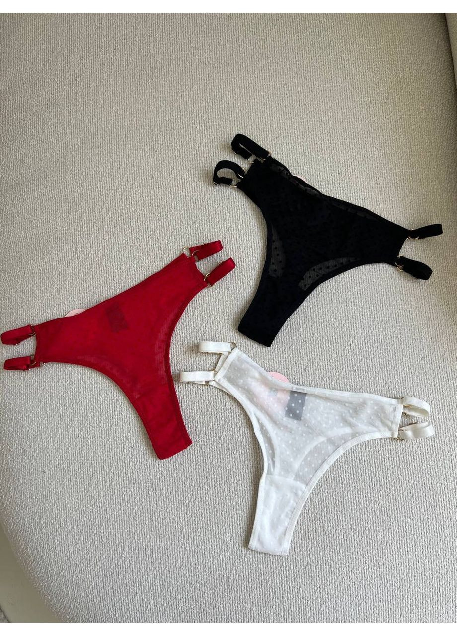 Стринги в горошок з бічними шлейками чорні Vanilya Secret (365267968)