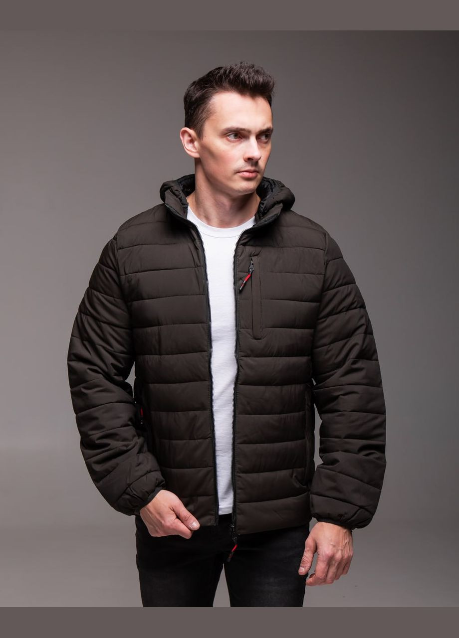 Оливковая (хаки) демисезонная утепленная стеганная куртка со съемным капюшоном Vakko