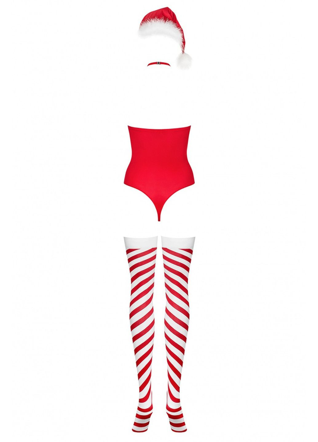 Красный демисезонный комплект новогодний - боди с чулками kissmas teddy Obsessive