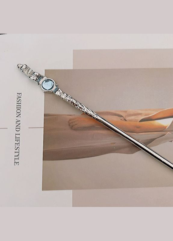 Традиционная китайская металлическая заколка для фиксации волос с камешком зеленого цвета No Brand (311222460)