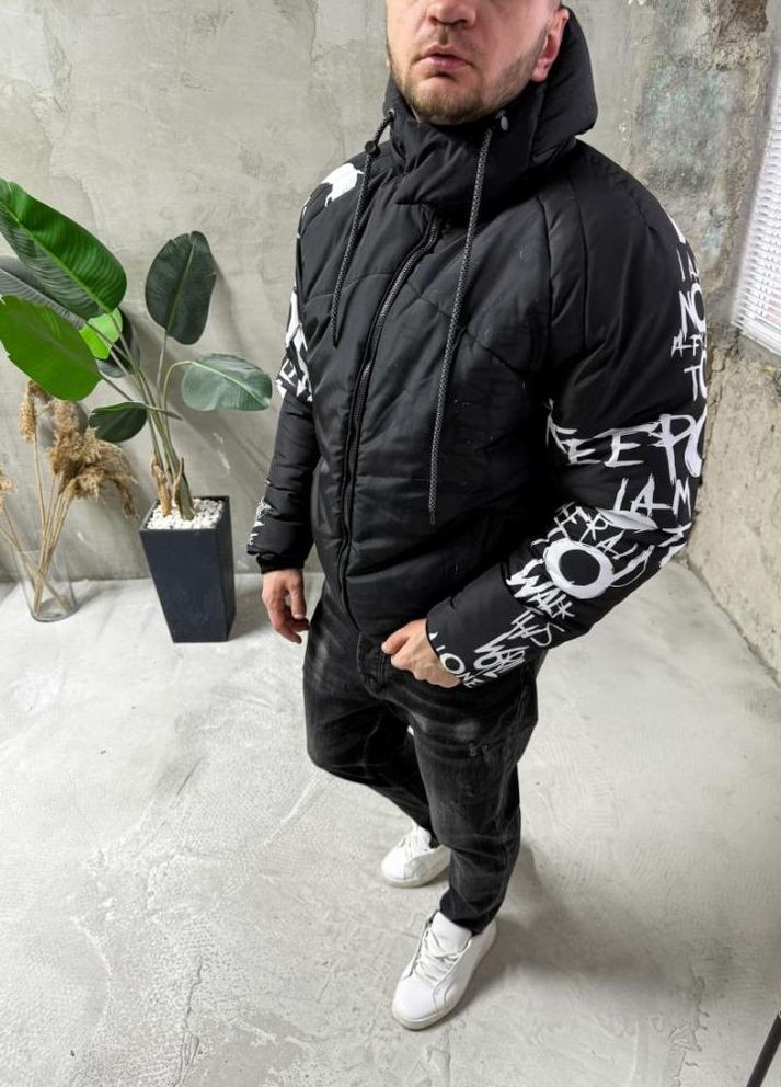 Черная зимняя зимняя куртка с detachable капюшоном No Brand