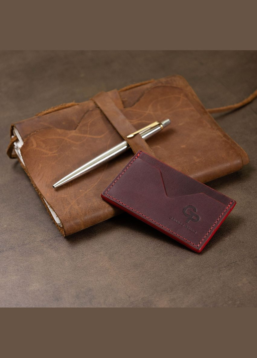 Шкіряний жіночий картхолдер 11527 Бордовий Grande Pelle (329147216)