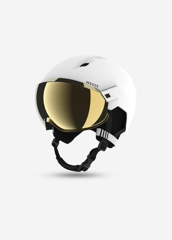 Гірськолижний Шолом з Вбудованою Маскою PST 550 L 59 - 62 cм для Трасового Катання Білий Wedze (363823356)