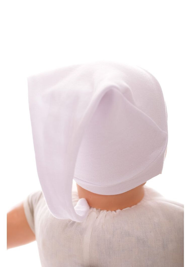 Шапка з вузликом інтерлок біла 0м+ (50145) BABYKROHA (317042808)