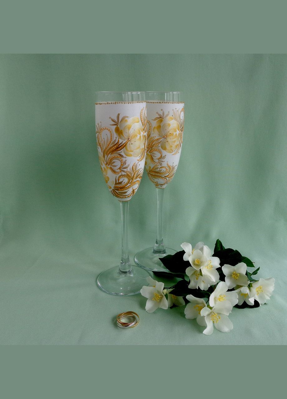 Весільні Келихи з оригінальною розписом ручної "Золота квітка" No Brand (349842612)