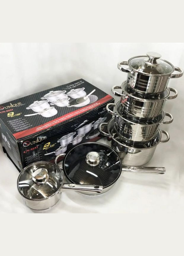 Набор кастрюль UN-5037 12 пр (16, 16, 18, 20, 24, сковорода 24 см) (1756375377) Unique (333828178)