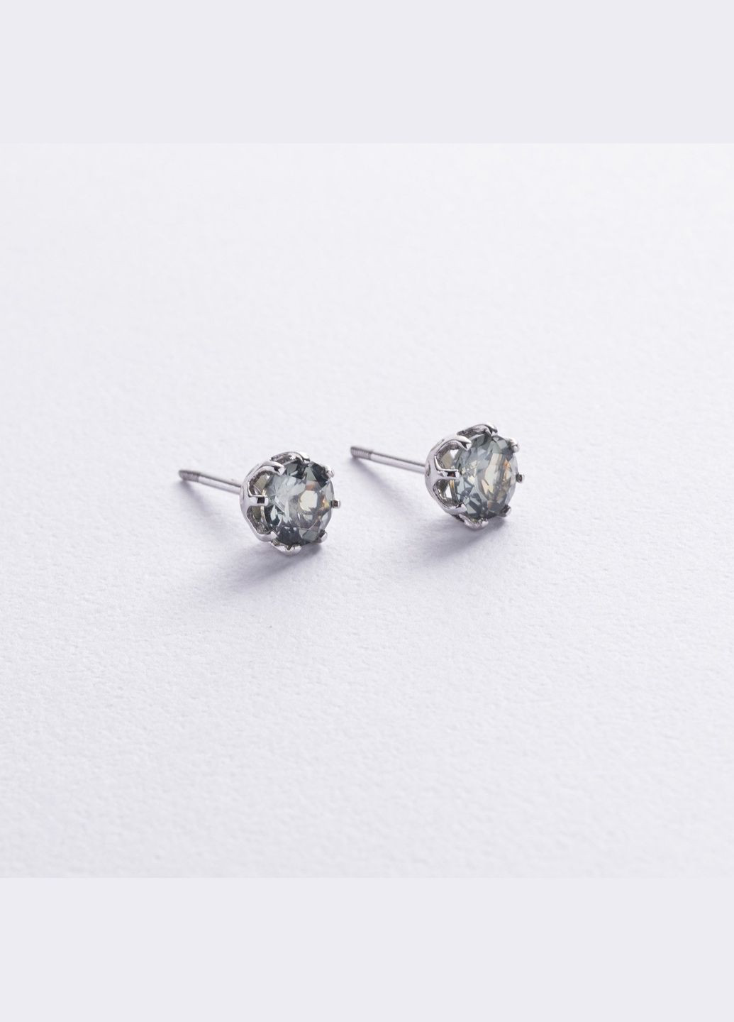 Срібні сережки - пусети (синт. топази) 123364 Oniks (282934061)