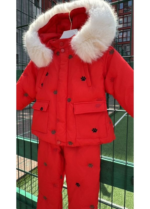 Красный зимний детский зимний костюм (куртка+комбинезон) BabyStyle